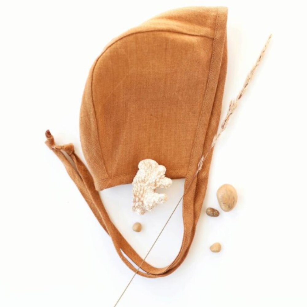 Briar Baby Linen Bonnet, Rust